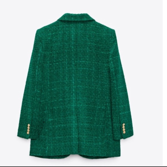 Zara Green Textured Weave Blazer - Picture 12 of 15